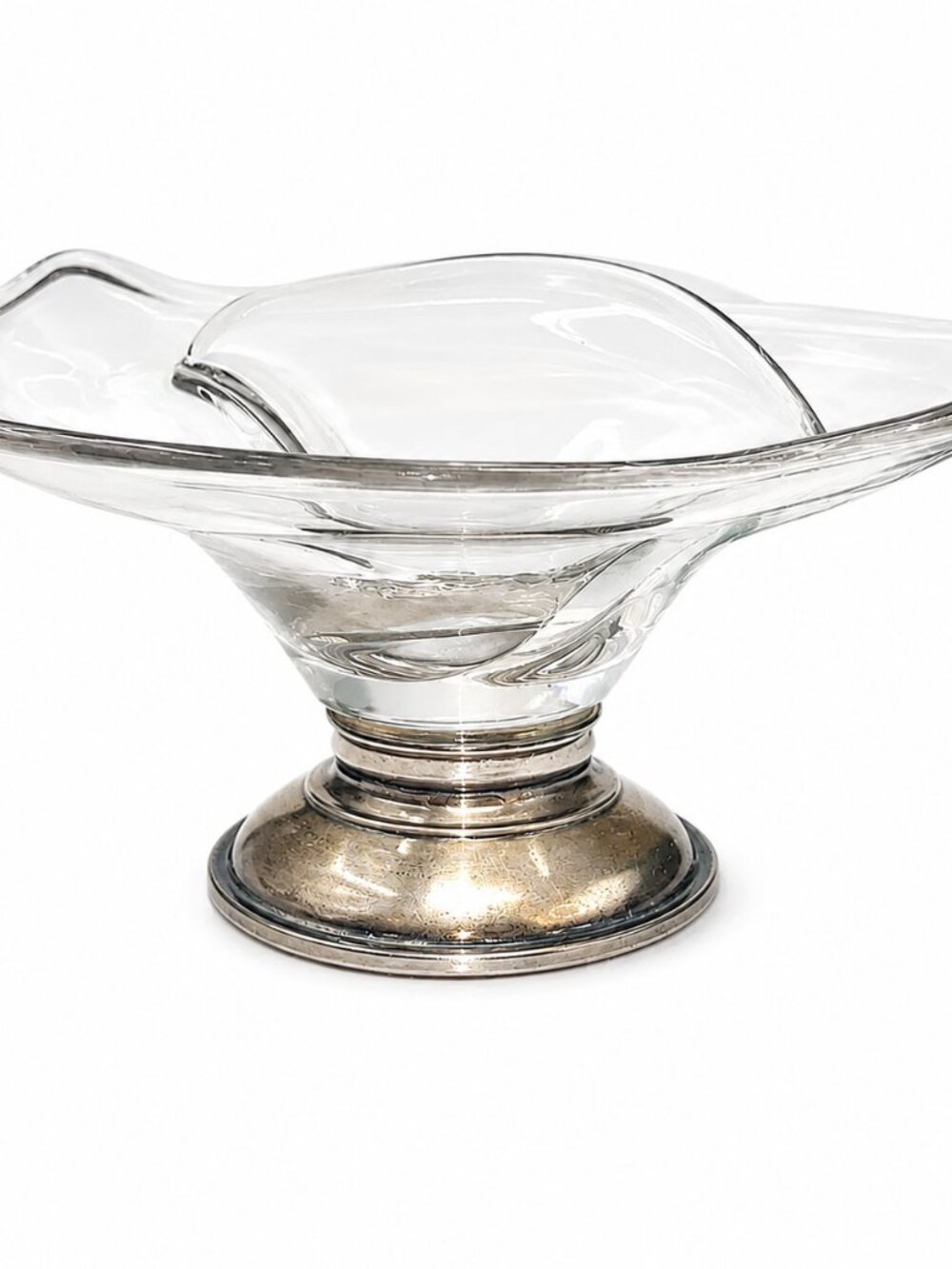 Sterling Silver Base, Elegant Divided Glass Bowl